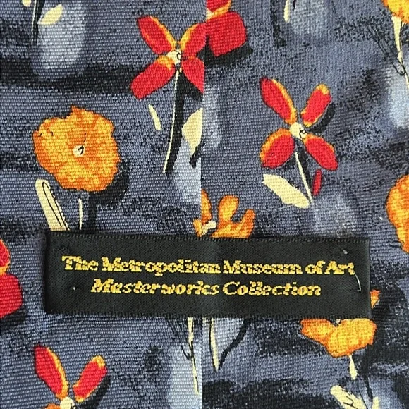 Men’s Silk Tie Floral Metropolitan Museum of Art 100% Imported Silk Masterworks - Picture 3 of 4